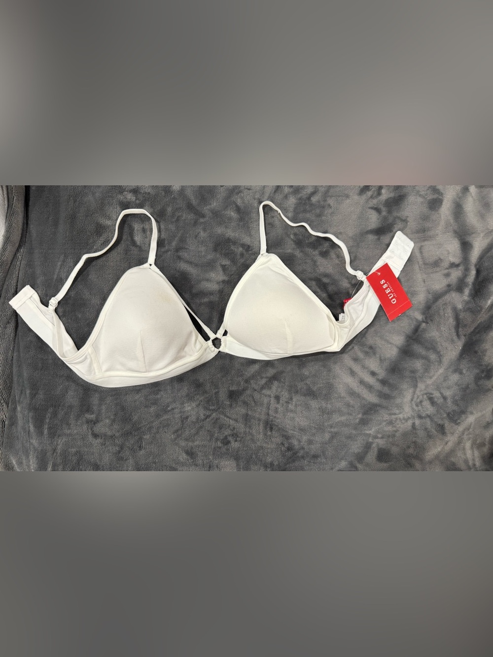 Guess White Lightweight Seamless Demi Bra with O-Ring Front Strap Detail